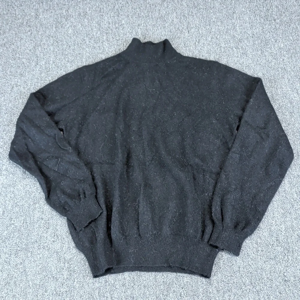 Charter Club Classic Mock Neck Sweater Women S Black 100% Cashmere 2-Ply Knit